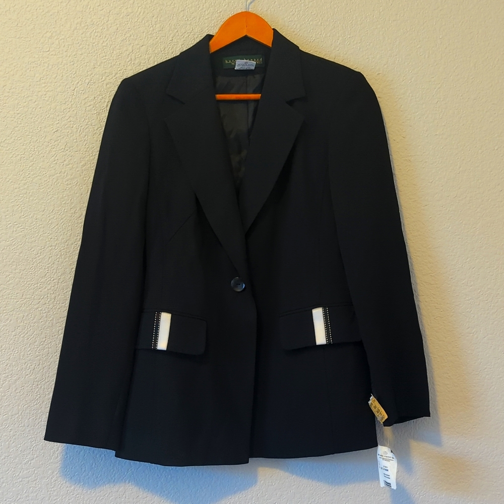 Black blazer with white stripes